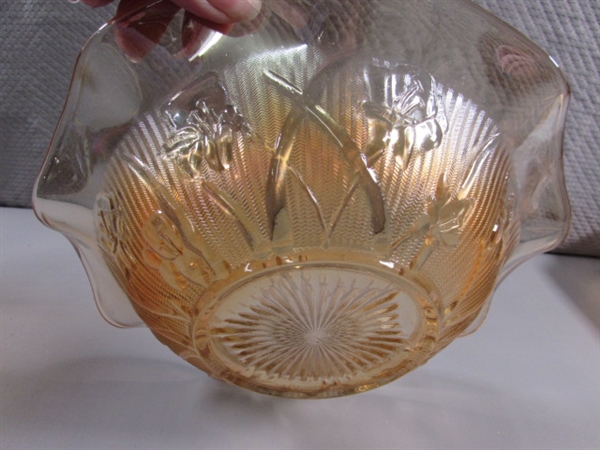 VINTAGE PEACH LUSTER FIRE KING & CARNIVAL GLASS