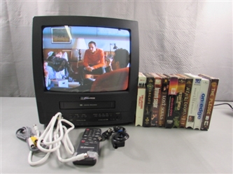 13" TV/VCR COMBO & VHS MOVIES