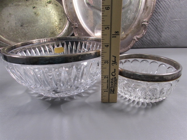 SILVERPLATE & CRYSTAL SERVING PIECES