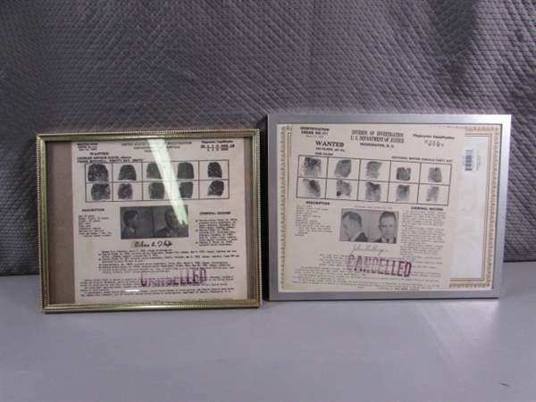 VINTAGE WANTED NOTICES FOR PRETTY BOY SMITH & JOHN DILLINGER