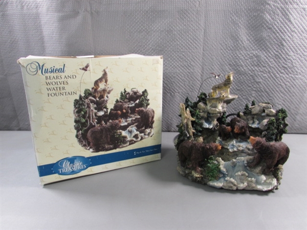 WOLF & BEAR TABLETOP FOUNTAIN