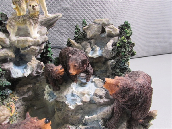 WOLF & BEAR TABLETOP FOUNTAIN