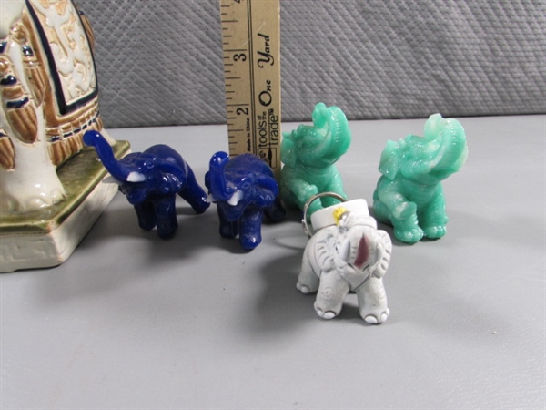 VINTAGE CERAMIC ELEPHANT ASHTRAY & SMALL FIGURINES