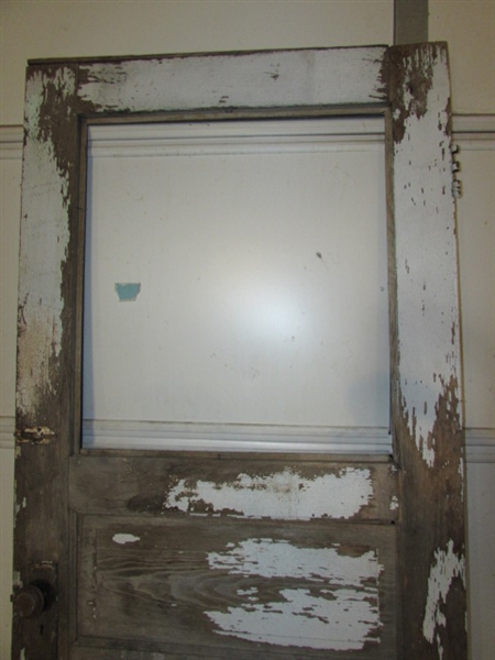 ANTIQUE SOLID WOOD DOOR WITH WINDOW - NO GLASS