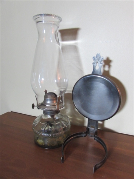 PAIR OF OIL LAMPS W/WALL BRACKETS