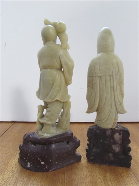 CARVED STONE HAPPY ASIAN FIGURINES
