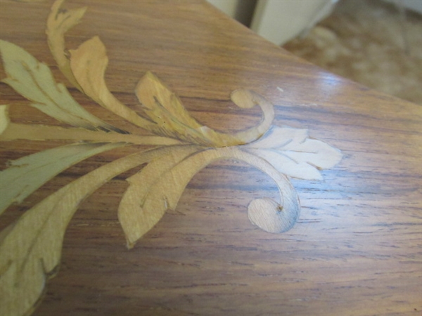 ANTIQUE MARQUETRY INLAY SIDE TABLE - MATCHES TABLE IN LOT #110