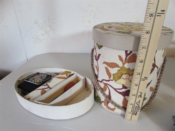 SEWING BASKETS WITH NOTIONS AND KNITTING SUPPLIES