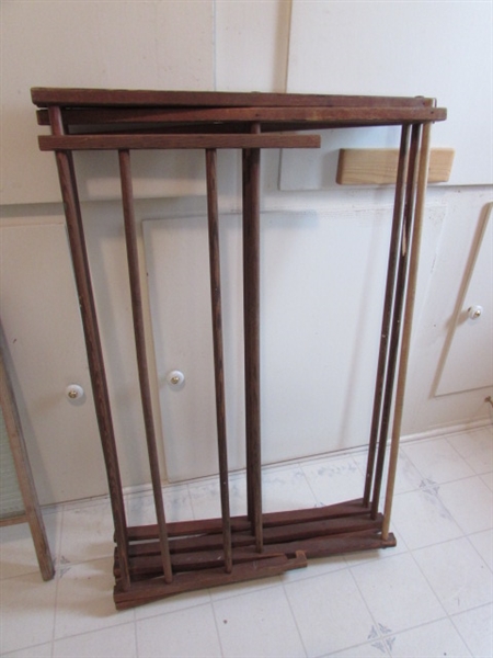 VINTAGE DRYING RACK AND WASHBOARD