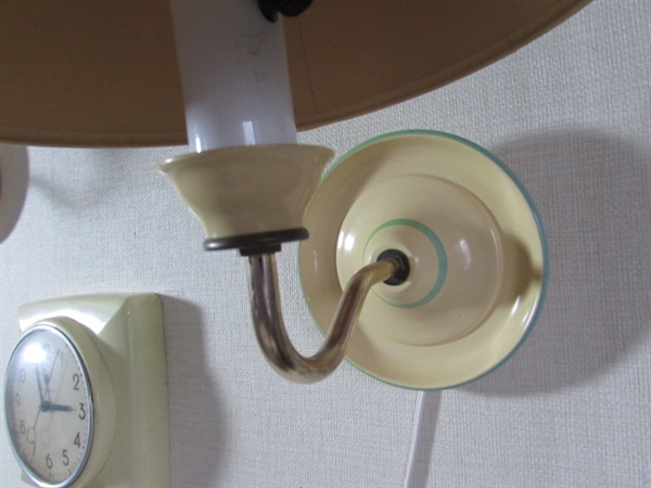 VINTAGE WALL LIGHTS & ELECTRIC CLOCK