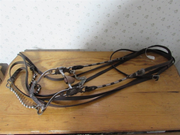 MACPHERSON #323 LEATHER BRIDLE W/LEATHER REINS & SILVER ACCENTS