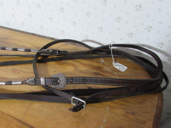 MACPHERSON #323 LEATHER BRIDLE W/LEATHER REINS & SILVER ACCENTS