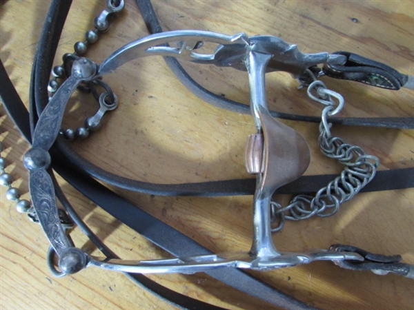 MACPHERSON #323 LEATHER BRIDLE W/LEATHER REINS & SILVER ACCENTS