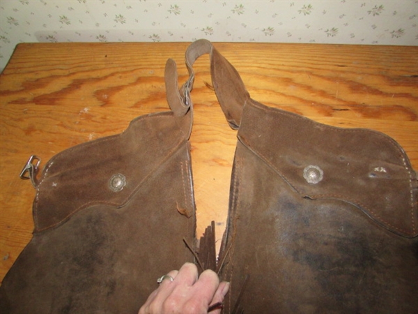 PAIR OF SMALL VINTAGE LEATHER CHAPS