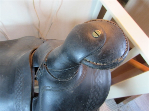 ANTIQUE 'DODSON SADDLERY' SADDLE W/STAND