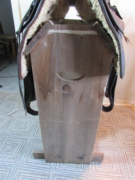 ANTIQUE 'DODSON SADDLERY' SADDLE W/STAND