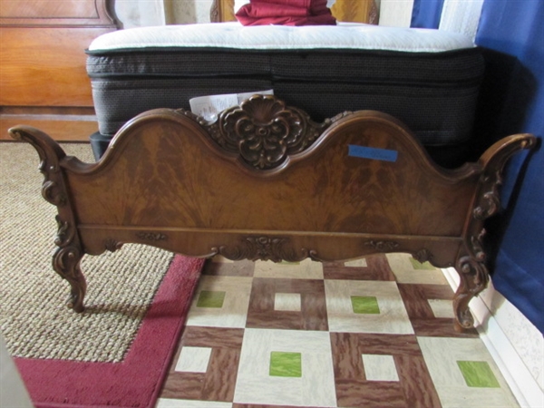 ANTIQUE FRENCH COLONIAL TWIN BED W/MATTRESS & BOXSPRING