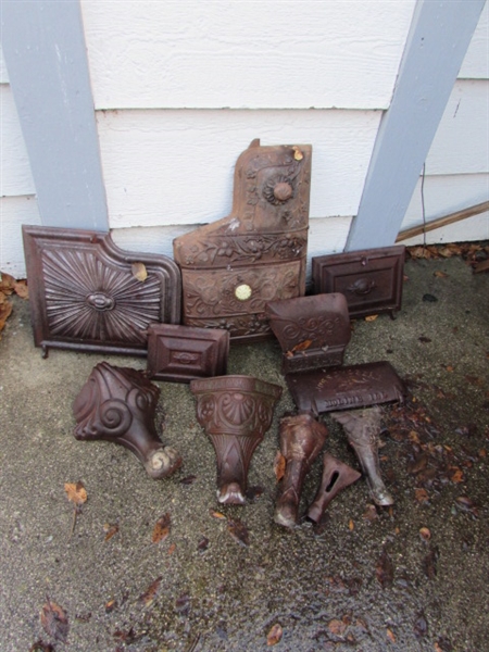 ASSORTED CAST IRON STOVE PARTS