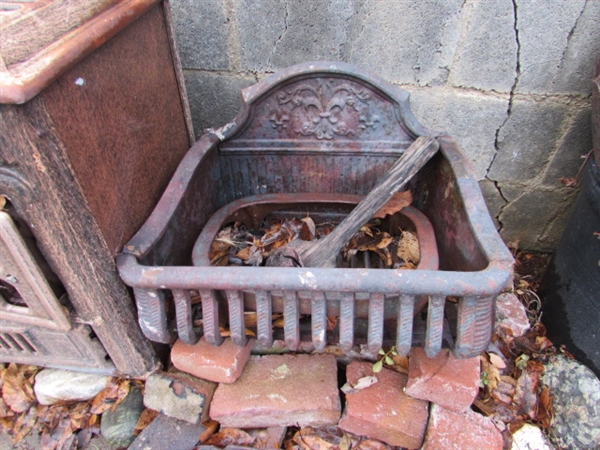 OLD STOVE & CAST IRON FIREPLACE GRATE? & MORE