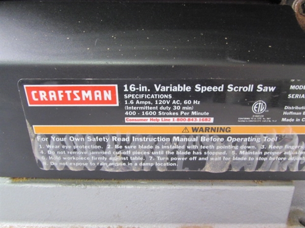 CRAFTSMAN 16 VARIABLE SPEED SCROLL SAW