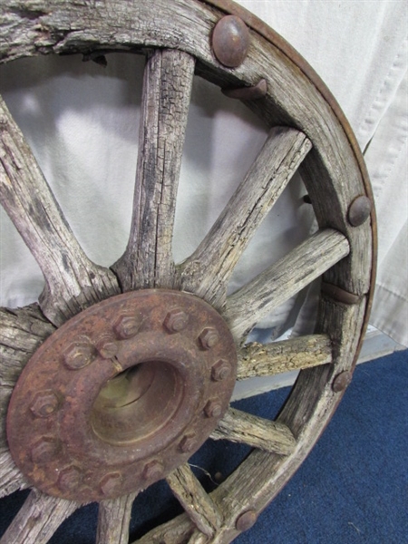 ANTIQUE METAL WHEEL W/WOODEN SPOKES