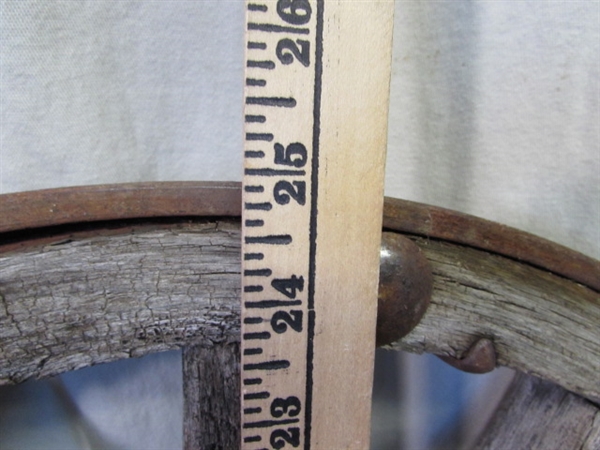 ANTIQUE METAL WHEEL W/WOODEN SPOKES