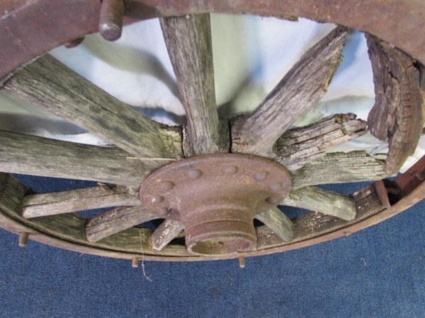 ANTIQUE METAL WHEEL W/WOODEN SPOKES