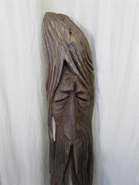 WOOD CARVED MAN'S FACE