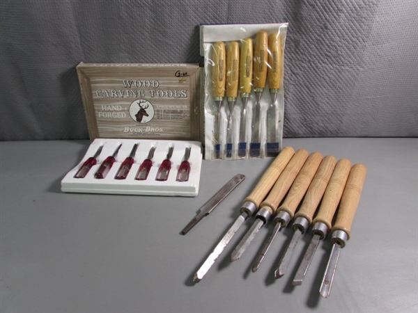 WOOD CARVING & LATHE TURNING TOOLS & CHISELS