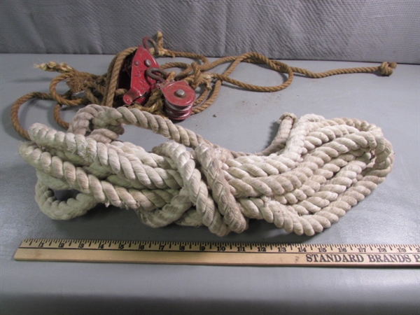ROPES, BURLAP & PULLEY