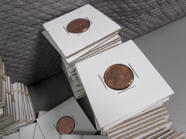 LARGE COLLECTION OF US PENNIES IN CARDBOARD PROTECTORS