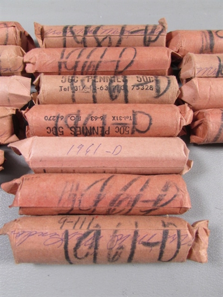 39 ROLLS OF US PENNIES 1959-65