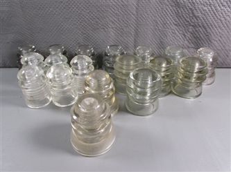 ASSORTED VINTAGE CLEAR GLASS INSULATORS