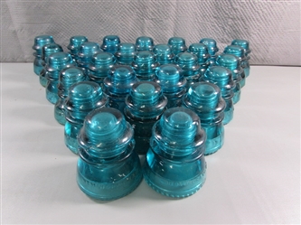 VINTAGE BLUE HEMINGRAY GLASS INSULATOR COLLECTION
