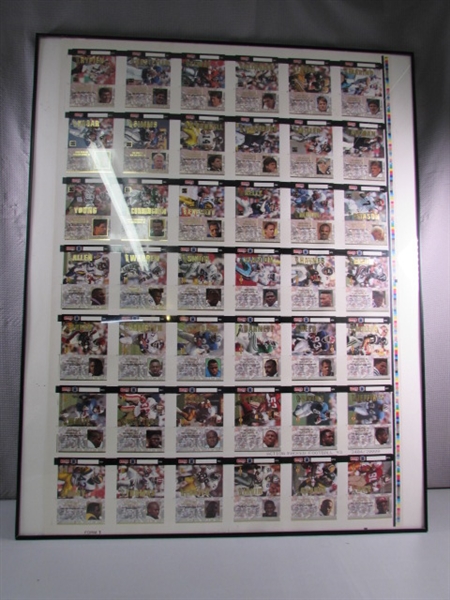 FRAMED SHEET OF UNCUT FOOTBALL CARDS