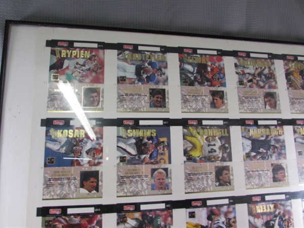 FRAMED SHEET OF UNCUT FOOTBALL CARDS