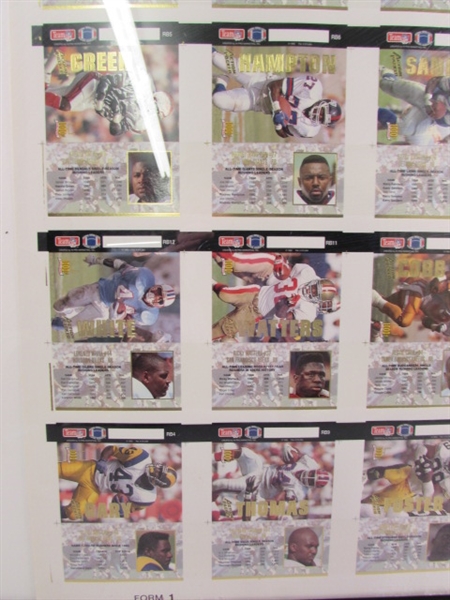 FRAMED SHEET OF UNCUT FOOTBALL CARDS