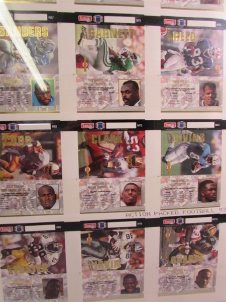 FRAMED SHEET OF UNCUT FOOTBALL CARDS