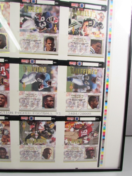 FRAMED SHEET OF UNCUT FOOTBALL CARDS