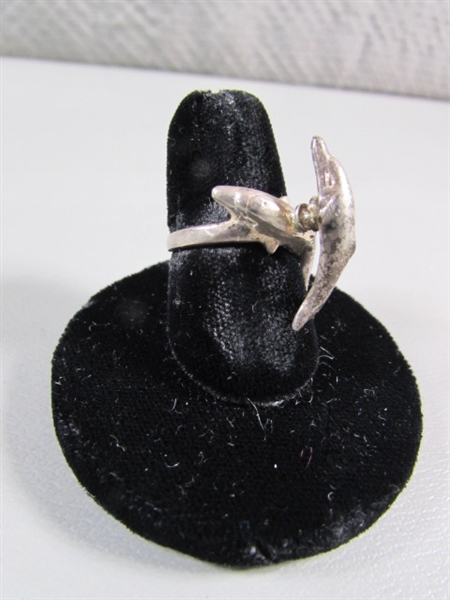 STERLING SILVER ARTICULATED DOLPHIN RING