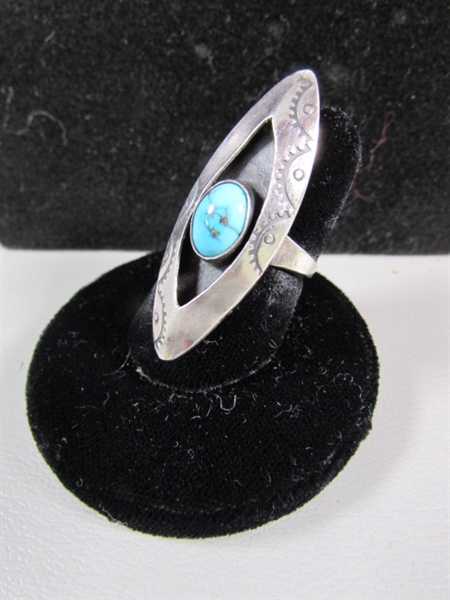 TURQUOISE & STERLING RING - UNMARKED