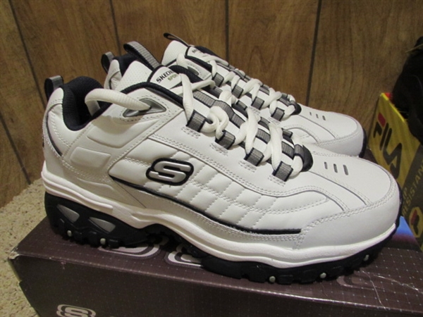 NEW - 3 PAIRS MEN'S SIZE 10.5 ATHLETIC/WORK SHOES - SKETCHERS, FILA & AVIA
