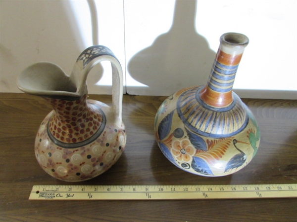 PAIR OF VINTAGE MEXICAN CLAY JUGS