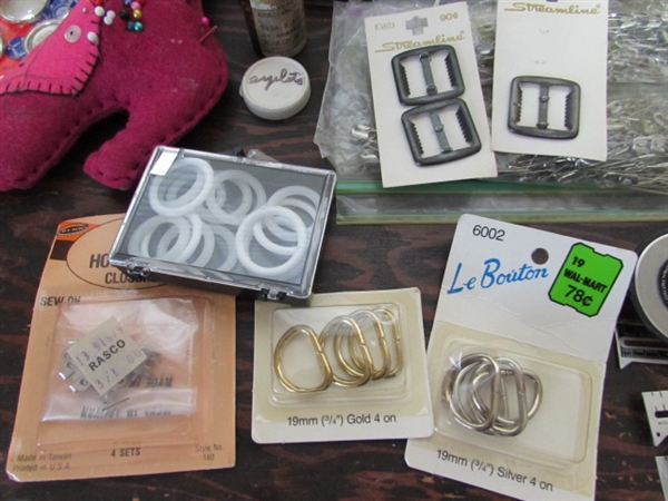 LARGE ASSORTMENT OF SEWING SUPPLIES & TOOLS