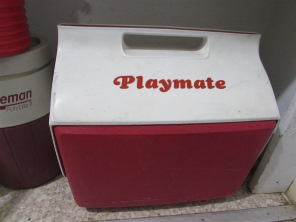 RED PLAYMATE COOLER & INSULATED DRINK THERMOS