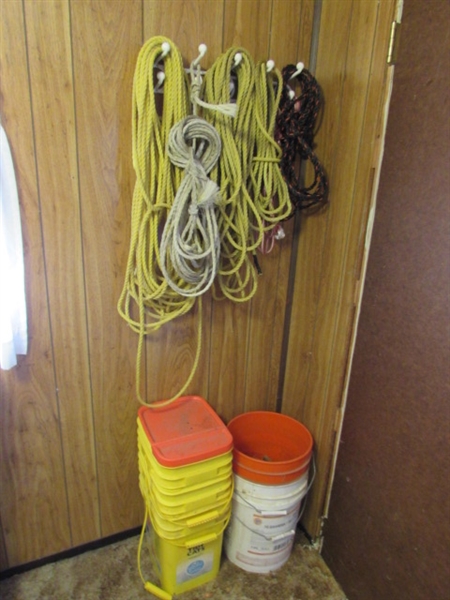 ASSORTED ROPE AND BUCKETS (EMPTY)