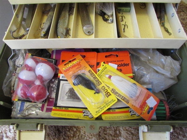 TACKLE BOX W/TACKLE, LEAD WEIGHTS & MORE