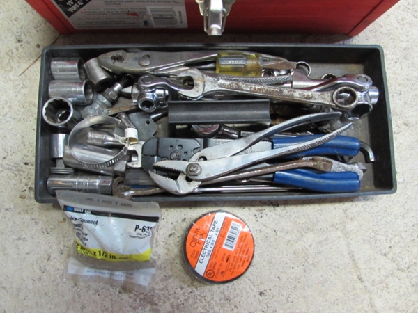 SMALL TOOLBOX FULL OF HAND TOOLS