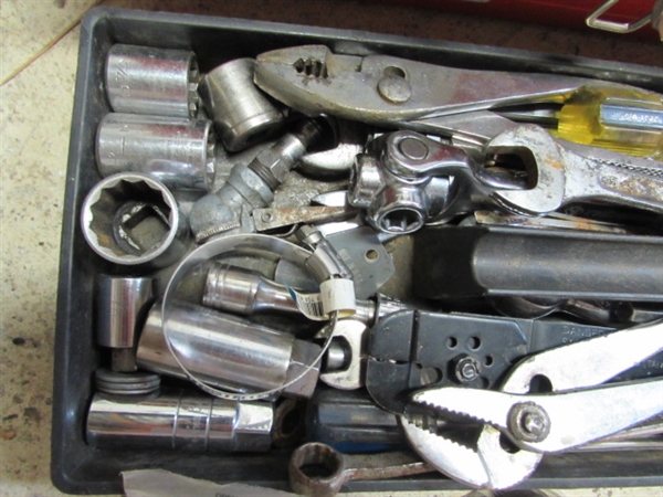 SMALL TOOLBOX FULL OF HAND TOOLS