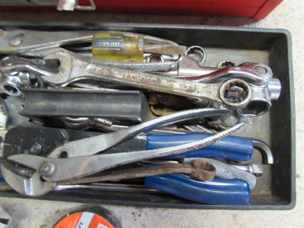 SMALL TOOLBOX FULL OF HAND TOOLS